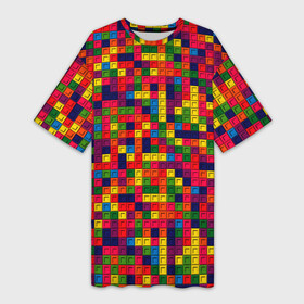 Платье-футболка 3D с принтом Компьютерная мозаика в Санкт-Петербурге,  |  | игра | компьютер | мозаика | пиксели | пиксель | пиксельная графика | тетрис