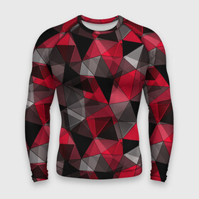 Мужской рашгард 3D с принтом Красно серый геометрический в Санкт-Петербурге,  |  | abstract | black | geometric | gray | polygonal | red | red and black | red gray | triangles | абстрактный | геометрический | красно серый | красный | красный и черный | полигональный | серый | треугольники | черный