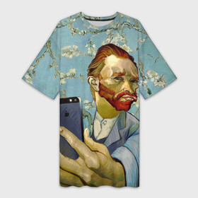 Платье-футболка 3D с принтом Ван Гог Селфи  Арт Портрет в Санкт-Петербурге,  |  | van gogh | вангог | мем | художник | цветущие ветки миндаля