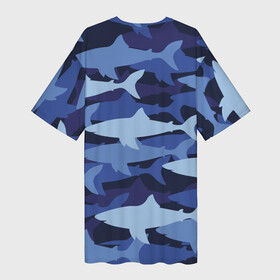Платье-футболка 3D с принтом Акулий камуфляж  паттерн в Санкт-Петербурге,  |  | camouflage | fin | pattern | shark | tail | акула | камуфляж | паттерн | плавник | хвост
