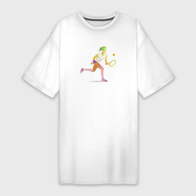 Платье-футболка хлопок с принтом Женский большой теннис в Санкт-Петербурге,  |  | tennis | большой теннис | ракетка | теннис | я люблю теннис