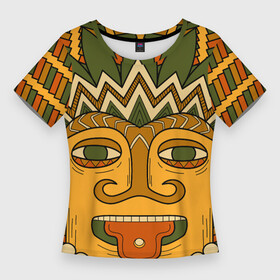Женская футболка 3D Slim с принтом Polynesian tiki CHILLING в Санкт-Петербурге,  |  | Тематика изображения на принте: africa | bora bora | fiji | hawaii | island | nature | ocean | polynesia | samoa | tahiti | tiki | африка | гаваи | истукан | лето | орнамент | острова | пляж | полинезия | серфинг | тики | тропики | туризм | этнический