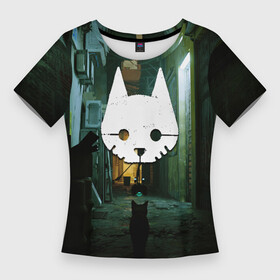 Женская футболка 3D Slim с принтом Бродяга во дворе в Санкт-Петербурге,  |  | cat | game | games | бездомный | бродяга | игра | игры | кот | котёнок | стрей | стрэй