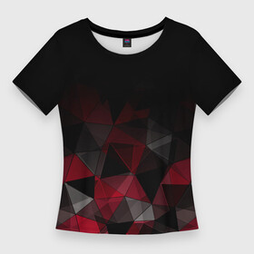 Женская футболка 3D Slim с принтом Черно красный геометрический в Санкт-Петербурге,  |  | abstract | black | black and red | geometric | gradient | gray | ombre | polygonal | red | triangles | абстрактный | геометрический | градиент | красный | омбре | полигональный | серый | треугольники | черно красный | черный | черный и красный