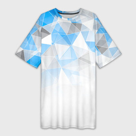 Платье-футболка 3D с принтом Исчезающие серо голубые полигоны в Санкт-Петербурге,  |  | abstract | combine | geometric | light | polygonal | polygons | shapes | solid | triangles | white gray blue | абстрактный | геометрический | комбинированный | многоугольники | однотонный | полигональный | светлый | серый |