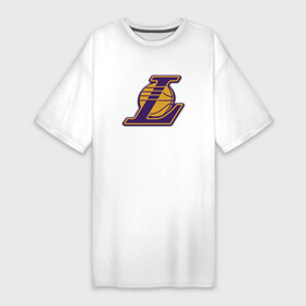 Платье-футболка хлопок с принтом ЛА Лейкерс объемное лого в Санкт-Петербурге,  |  | los angeles lakers | nba | баскетбол | лос анджелес лейкерс | нба