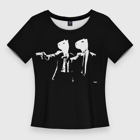 Женская футболка 3D Slim с принтом Капибары криминальное чтиво в Санкт-Петербурге,  |  | capybara | crinimal | mem | криминальное чтиво | мем | мемы