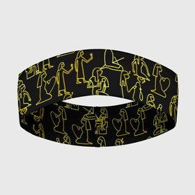 Повязка на голову 3D с принтом Золотые египетские иероглифы: женщины в Санкт-Петербурге,  |  | египет | египетский  иероглиф | женщина | золото | иероглифы | история