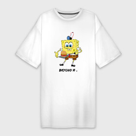 Платье-футболка хлопок с принтом Спанч Боб  вкусно и в Санкт-Петербурге,  |  | spongebob | губка боб | квадратные штаны | мультфильмы | спанч боб