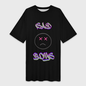 Платье-футболка 3D с принтом Sad Boys логотип в Санкт-Петербурге,  |  | sad | sad boys | sad boys логотип | yung lean | грустные парни | грустный | грусть | печаль | сэд | тоска | треп сад | янг лин