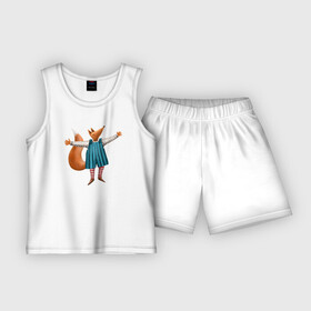 Детская пижама с шортами хлопок с принтом Лисица: обнимашки в Санкт-Петербурге,  |  | Тематика изображения на принте: лиса | лисица | лисичка | обнимает | обнимашки | обнимаю