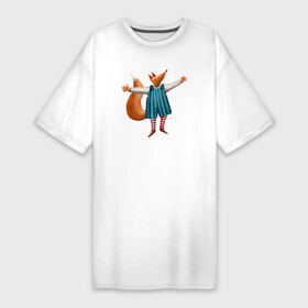 Платье-футболка хлопок с принтом Лисица: обнимашки в Санкт-Петербурге,  |  | Тематика изображения на принте: лиса | лисица | лисичка | обнимает | обнимашки | обнимаю
