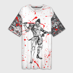 Платье-футболка 3D с принтом Metal gear rising blood в Санкт-Петербурге,  |  | metal gear rising | metalgearrising | revengeance | водомерки | киборги | метал гир | метал гир ризинг