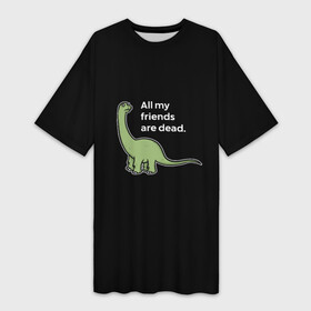 Платье-футболка 3D с принтом Diplodocus в Санкт-Петербурге,  |  | diplodocus | динозавры | диплодок