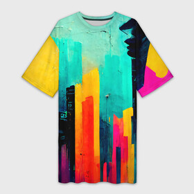 Платье-футболка 3D с принтом Уличный гранж стиль в Санкт-Петербурге,  |  | abstraction | art | graffiti | grunge | lines | multicoloured | paint | splashes | street | strokes | style | young | абстракция | брызги | гранж | граффити | искусство | краска | линии | молодежный | полосы | потертый | разноцветный | стиль | уличный