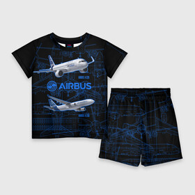 Детский костюм с шортами 3D с принтом Airbus A320 в Санкт-Петербурге,  |  | airbus a320 | aircraft | drawings | fly | medium haul | narrow body | летит | самоллет | среднемагистральный | узкофюзеляжный | чертежи