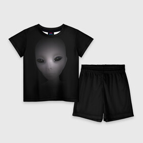 Детский костюм с шортами 3D с принтом Взгляд пришельца в Санкт-Петербурге,  |  | гуманоид | инопланетянин | нло | потустороннее | пришелец