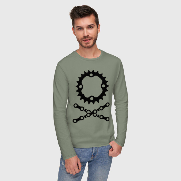 Мужской лонгслив хлопок Велосипедная цепь и звездочка фото