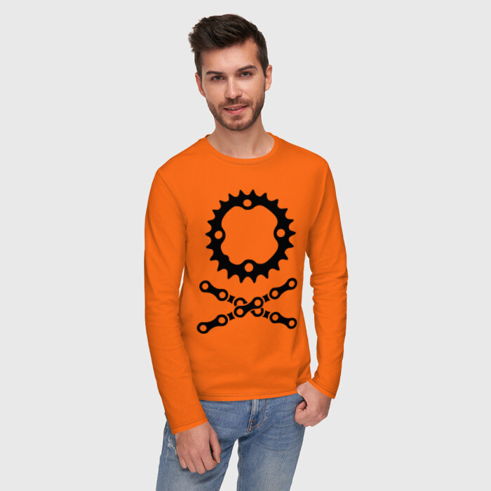 Мужской лонгслив хлопок Велосипедная цепь и звездочка фото