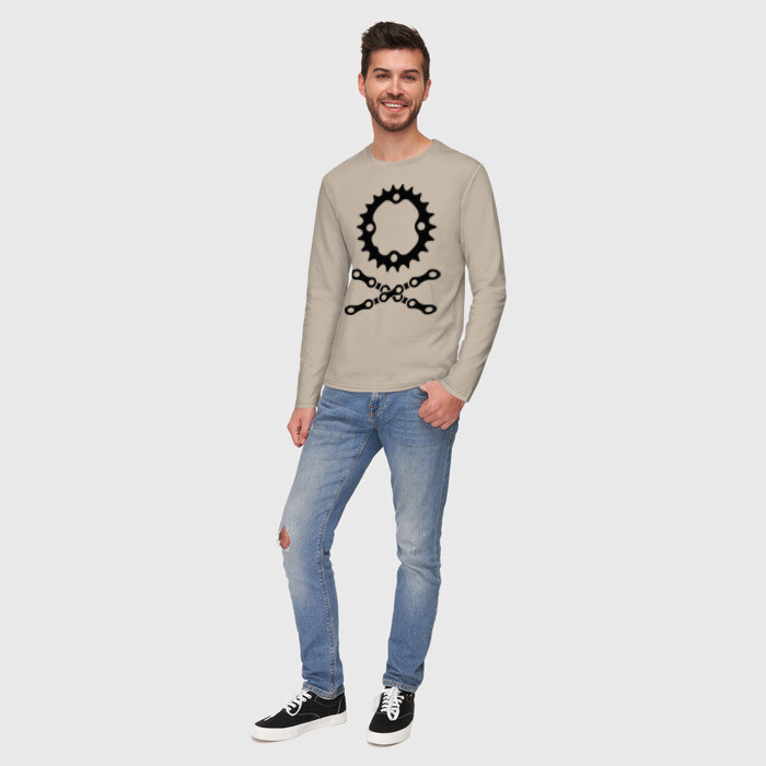 Мужской лонгслив хлопок Велосипедная цепь и звездочка фото