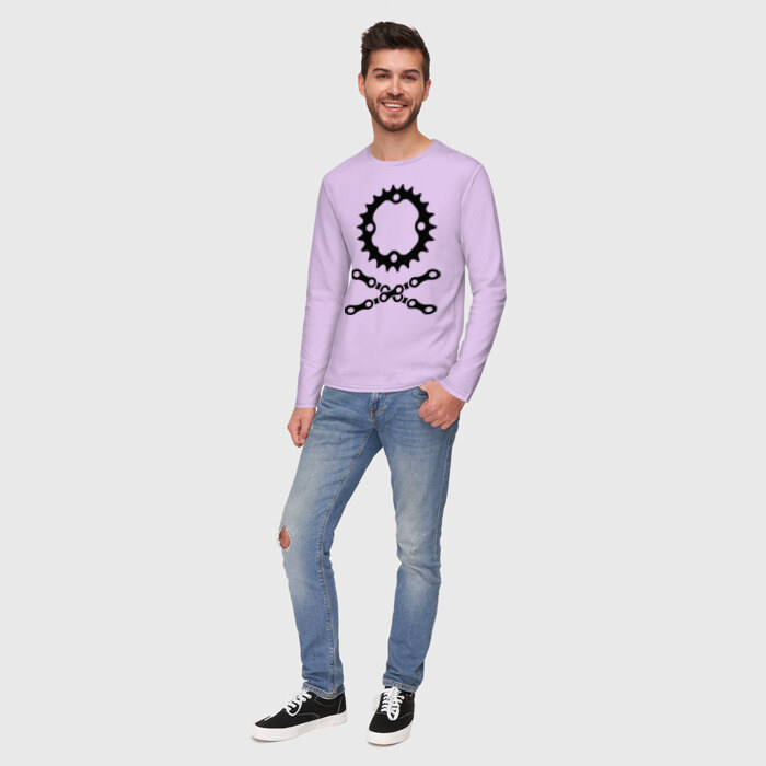 Мужской лонгслив хлопок Велосипедная цепь и звездочка фото