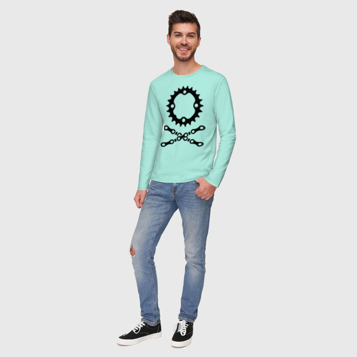 Мужской лонгслив хлопок Велосипедная цепь и звездочка фото