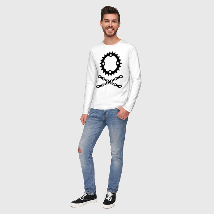 Мужской лонгслив хлопок Велосипедная цепь и звездочка фото