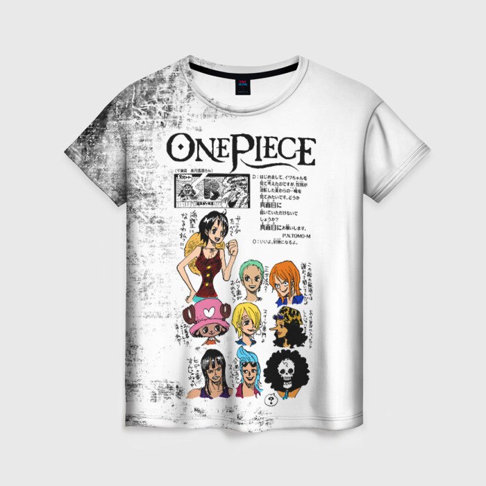 Женская футболка 3D Пираты Соломенной Шляпы One Piece в женском образе  фото