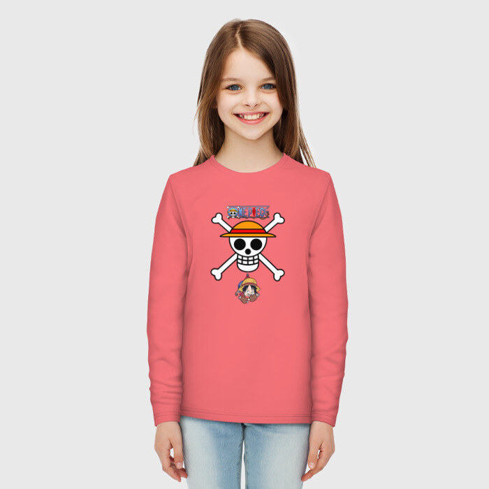 Детский лонгслив хлопок Веселый Роджер Луффи One Piece фото