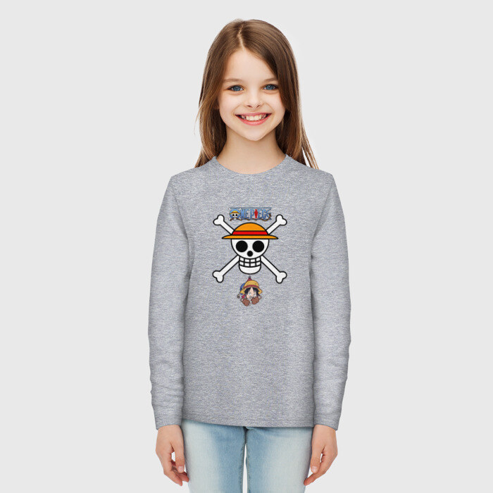 Детский лонгслив хлопок Веселый Роджер Луффи One Piece фото