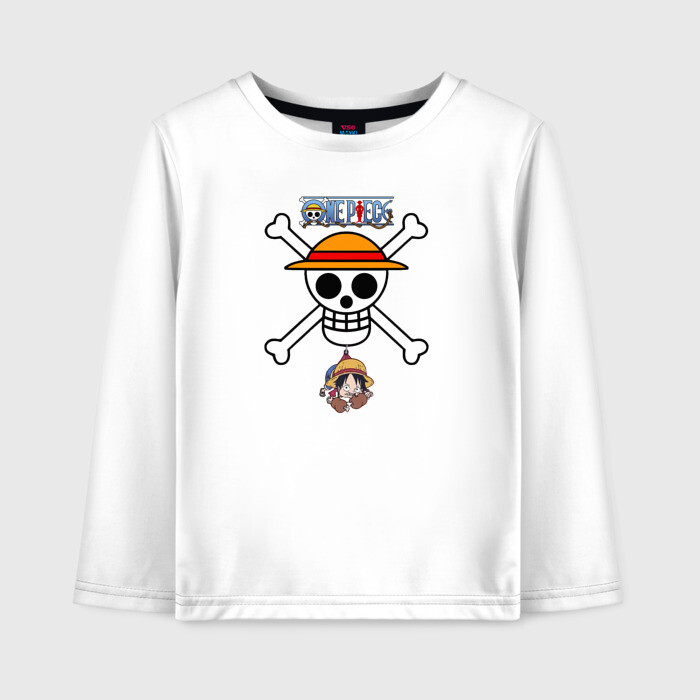 Детский лонгслив хлопок Веселый Роджер Луффи One Piece фото